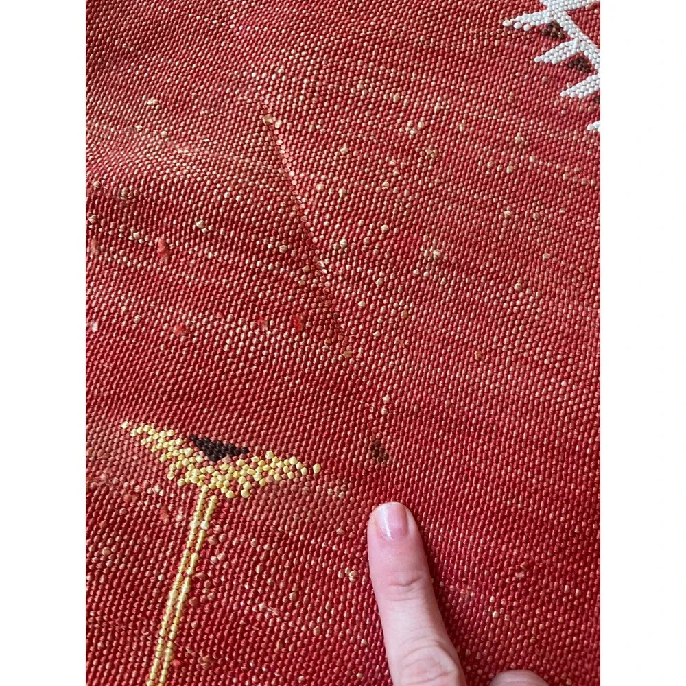 Vintage Moroccan Berber Sabra Cactus Silk Rug Tribal Kilim 35x56